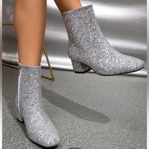 Sequin Chunky Heeled Booties